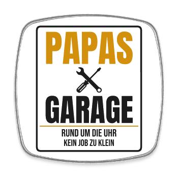 Papas Garage Vatertag Schrauber Papa Geschenk - Viereckiger Kühlschrankmagnet - Weiß - Vorne