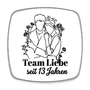 Team Liebe seit 13 Jahren Jahrestag Geschenk Paar - Viereckiger Kühlschrankmagnet - Weiß - Vorne