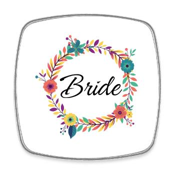 Couronne de mariée florale - Magnet carré - blanc - Devant