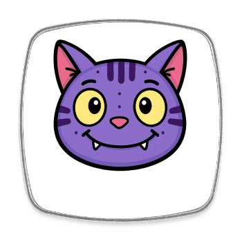 T-shirt Chat Cartoon Violet - Magnet carré - blanc - Devant
