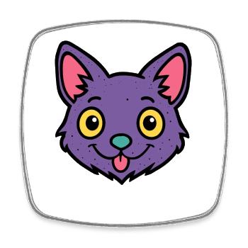 Lila Katzen-Pop-Art-Gesicht - Viereckiger Kühlschrankmagnet - Weiß - Vorne