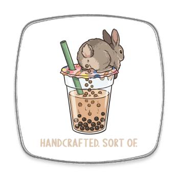 Bubble Tea Boba Drôle de Lapin mignon - Magnet carré - blanc - Devant