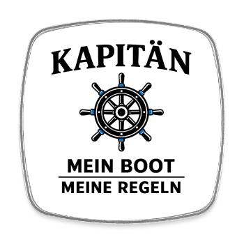 Kapitän – Mein Boot, meine Regeln für Skipper - Viereckiger Kühlschrankmagnet - Weiß - Vorne
