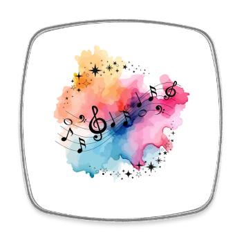 Music Notes Watercolor Colorful Stars T-Shirt - Square fridge magnet - white - Front