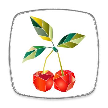 Geometric Cherries Illustration - Square fridge magnet - white - Front