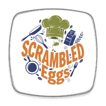 Breakfast Funny Brunch Coffee Scrambled Eggs - Square fridge magnet - white - Front