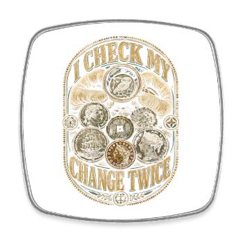 Collectionneur de pièces Numismatique, Collection de pièces - Magnet carré - blanc - Devant