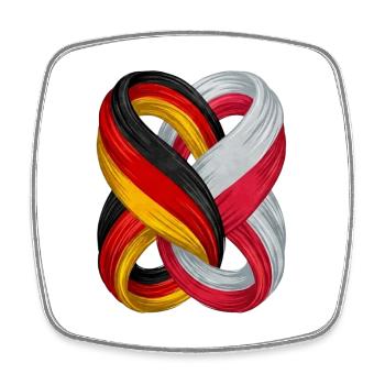 Drapeaux de l’Allemagne et de la Pologne - Magnet carré - blanc - Devant