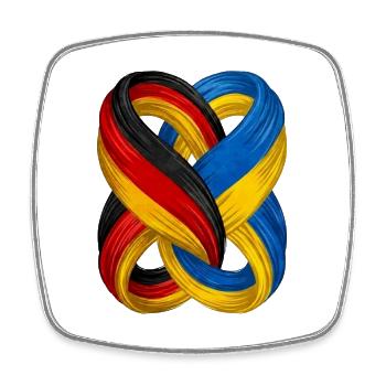 Drapeaux allemand et ukrainien - Magnet carré - blanc - Devant