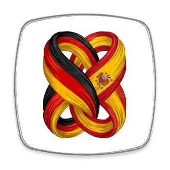 Drapeaux d’Espagne et d’Allemagne - Magnet carré - blanc - Devant