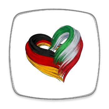 Cœur de l’Allemagne et de l’Italie - Magnet carré - blanc - Devant