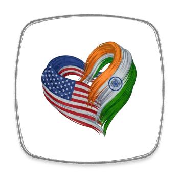 Heart of the USA and India - Square fridge magnet - white - Front