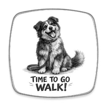 I'm Ready for the Walk Funny Dog - Square fridge magnet - white - Front