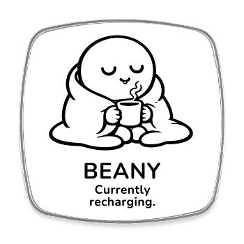 Beany – En recharge actuelle | Ambiance Café Douillette - Magnet carré - blanc - Devant