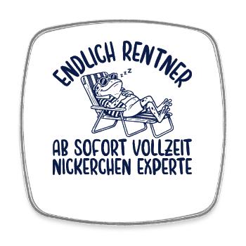 Rentner Vollzeit Nickerchen Experte Retro - Viereckiger Kühlschrankmagnet - Weiß - Vorne
