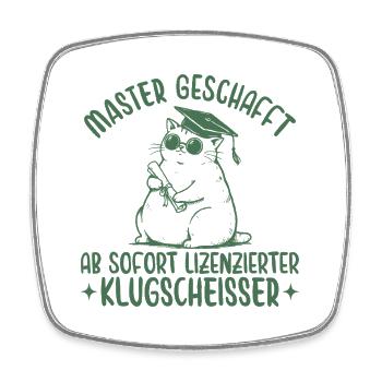 Master Abschluss Katze Lizenzierter Klugscheißer - Viereckiger Kühlschrankmagnet - Weiß - Vorne