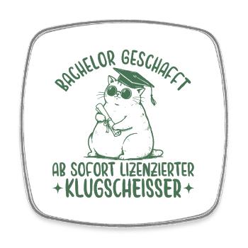 Bachelor Abschluss Katze Lizenzierter Klugscheißer - Viereckiger Kühlschrankmagnet - Weiß - Vorne