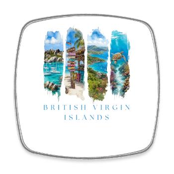 Voyage de vacances aux Îles Vierges britanniques – Motif plage et île des Caraïbes - Magnet carré - blanc - Devant