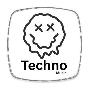 Techno - Square fridge magnet - white - Front