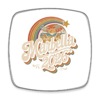 Marbella 2026 Retro Strand-Design - Viereckiger Kühlschrankmagnet - Weiß - Vorne