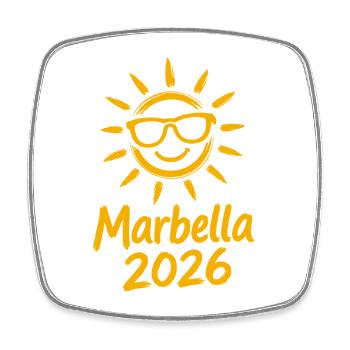 Marbella Sonnenschein 2026 - Viereckiger Kühlschrankmagnet - Weiß - Vorne