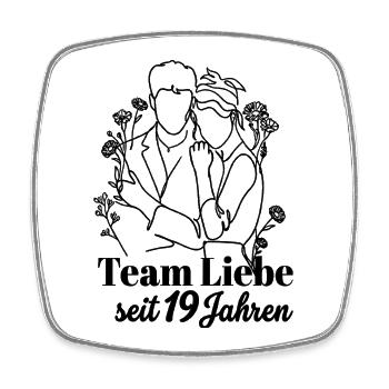 Team Liebe seit 19 Jahren Jahrestag Geschenk Paar - Viereckiger Kühlschrankmagnet - Weiß - Vorne