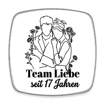 Team Liebe seit 17 Jahren Jahrestag Geschenk Paar - Viereckiger Kühlschrankmagnet - Weiß - Vorne