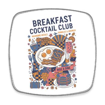 Breakfast Cocktail Club Brunch Coffee Pancake - Square fridge magnet - white - Front