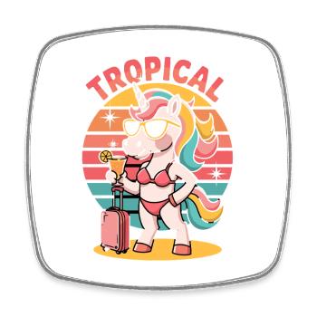TROPICAL Unicorn Cocktail de plage pour vacances d’été - Magnet carré - blanc - Devant