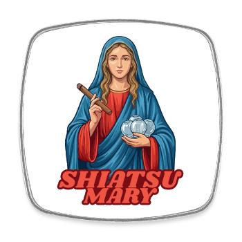 Shiatsu Mary : Massage Shiatsu sacré - Magnet carré - blanc - Devant