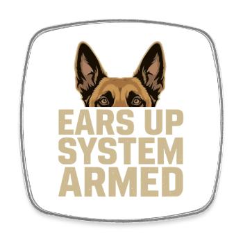 Ears Up System Armed Belgian Malinois - Square fridge magnet - white - Front