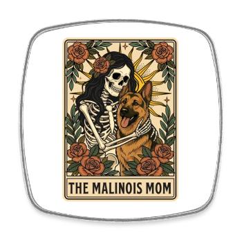 La maman malinois berger belge - Magnet carré - blanc - Devant