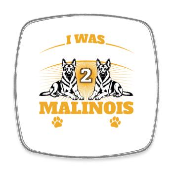 Normal 2 Malinois Ago Belgian Shepherd - Square fridge magnet - white - Front