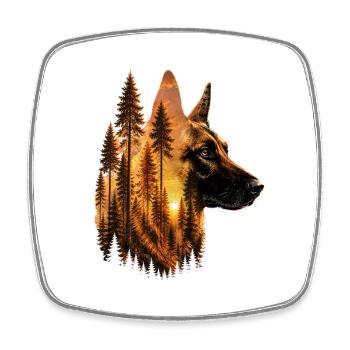 Belgian Malinois Forest Shepherd Art - Square fridge magnet - white - Front