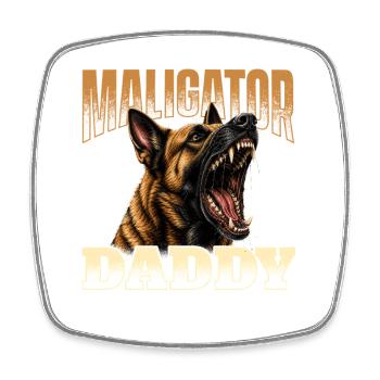 Papa malligator Papa Malinois Belge - Magnet carré - blanc - Devant