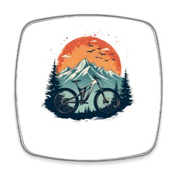 Illustration de cycliste - Magnet carré - blanc - Devant