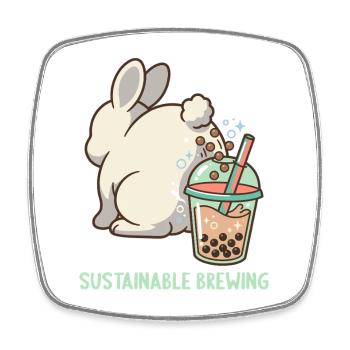 Bubble Tea Boba Drôle de Lapin mignon - Magnet carré - blanc - Devant