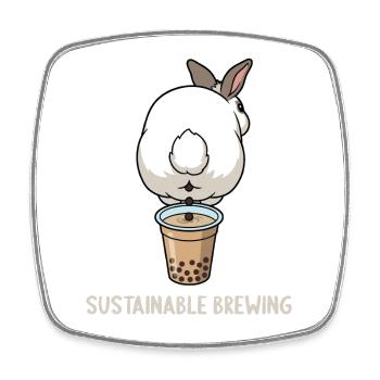 Bubble Tea Boba Drôle de Lapin mignon - Magnet carré - blanc - Devant