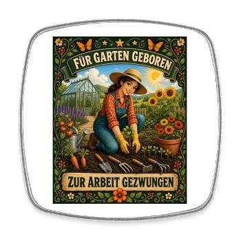 Für Garten geboren zur Arbeit gezwungen Garten - Viereckiger Kühlschrankmagnet - Weiß - Vorne