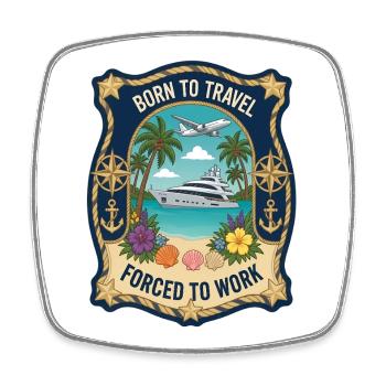 Né pour voyager sur Palm Sea Beach en avion - Magnet carré - blanc - Devant