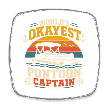 Citation du capitaine de ponton le plus correct du monde sur le bateau - Magnet carré - blanc - Devant