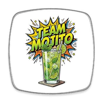 Barman de cocktails Mojito pour enterrement de vie de garçon - Magnet carré - blanc - Devant