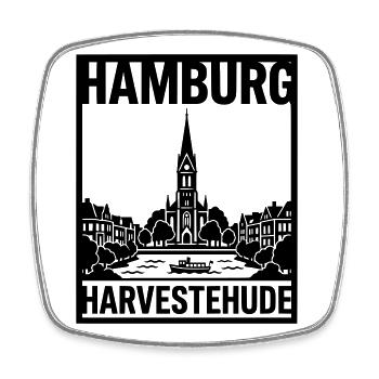 Harvestehude Hamburg - Viereckiger Kühlschrankmagnet - Weiß - Vorne