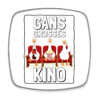GANS BIG CINEMA - with frame black - Square fridge magnet - white - Front