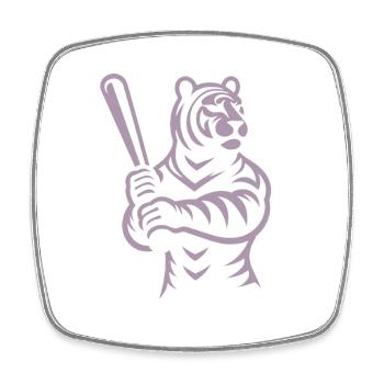Silhouette minimaliste du joueur de baseball Tiger - Magnet carré - blanc - Devant