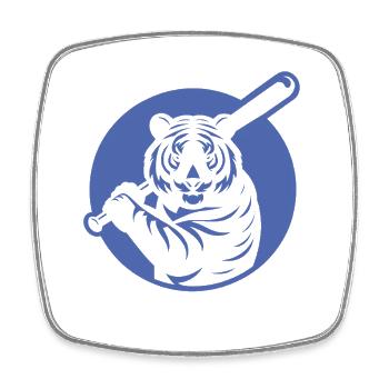 Minimalist Tiger Baseball Player Silhouette - Square fridge magnet - white - Front