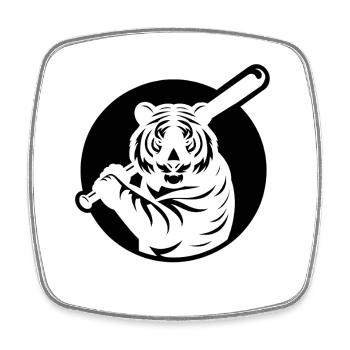 Silhouette minimaliste du joueur de baseball Tiger - Magnet carré - blanc - Devant