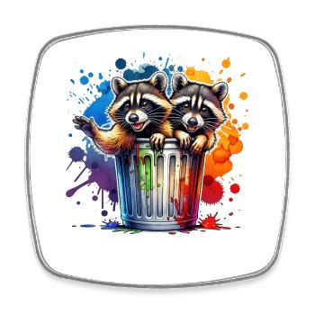 Waschbär North American Raccoon - Magnet carré - blanc - Devant