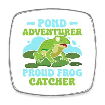 Frog Catcher Pond Adventurer Proud Frog - Square fridge magnet - white - Front