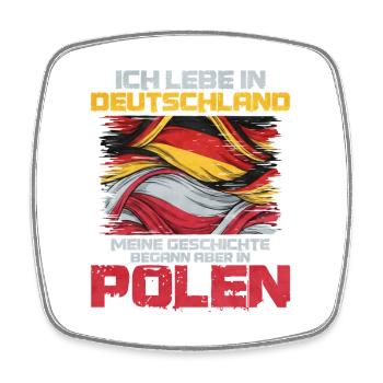 Ich Lebe In Deutschland Polen - Viereckiger Kühlschrankmagnet - Weiß - Vorne